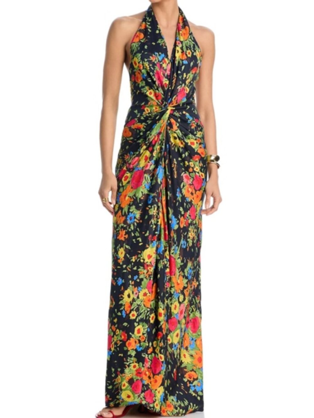 A.L.C. Mabel Twist Front Halter Maxi Dress